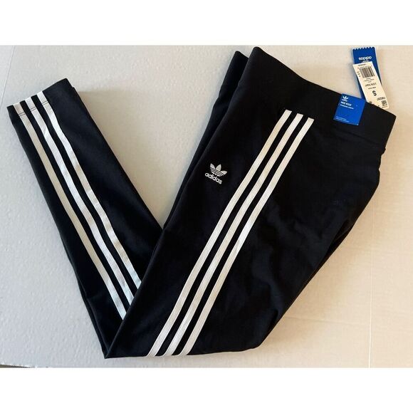 adidas FM3287 Women's Sz Small Adicolor 3 Stripe Tights Black - Picture 4 of 8